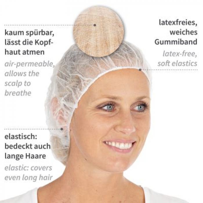 Baretthaube weiß PP Vlies Ø53,0cm luftdurchlässig